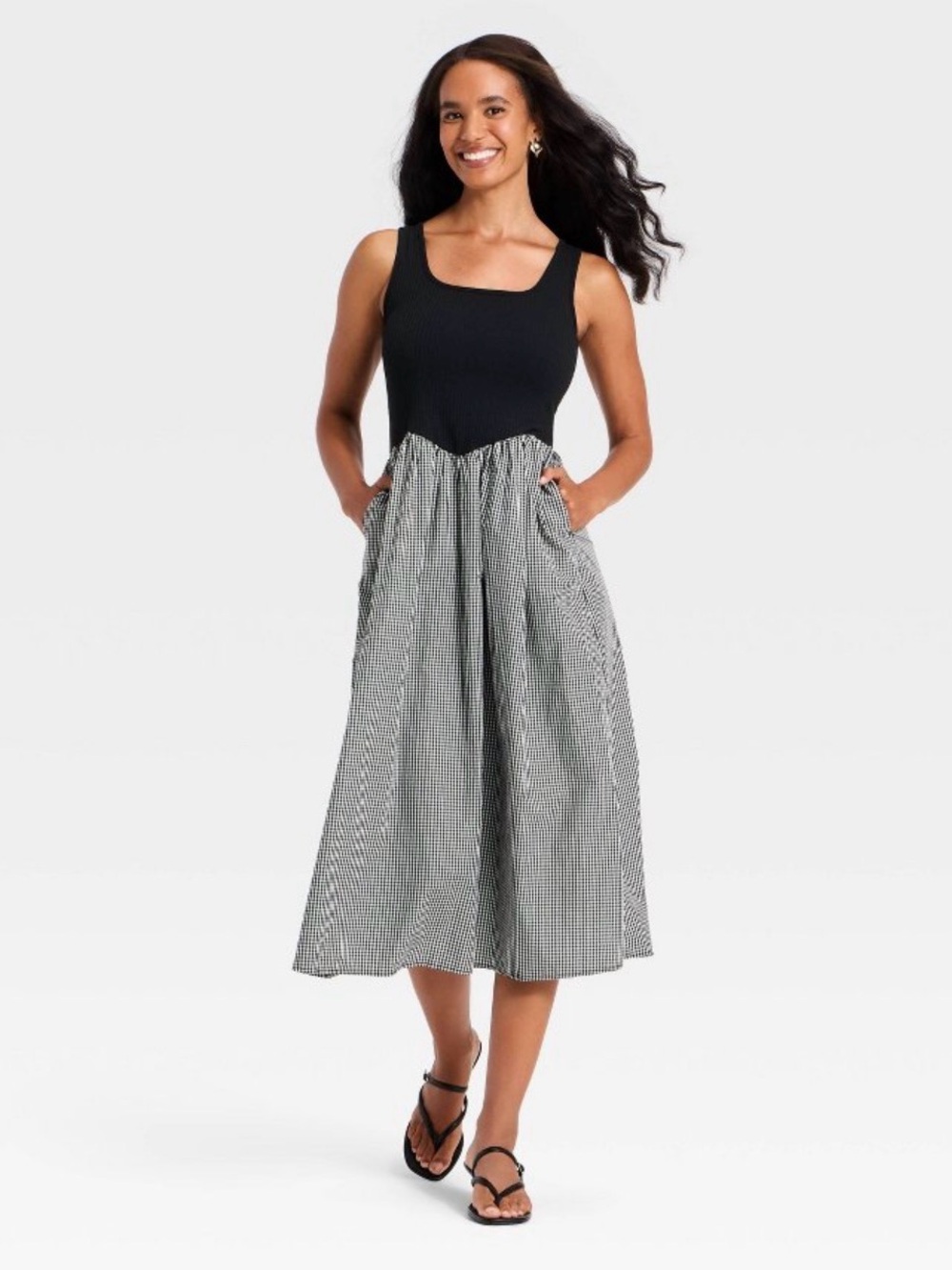 A New Day Women’s Pullover Knit to Woven Midi Dress Size Large